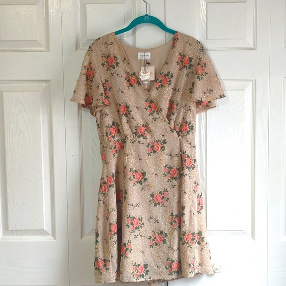 Embroidered Floral Button Detail Wrap Dress - Picture 1 of 12